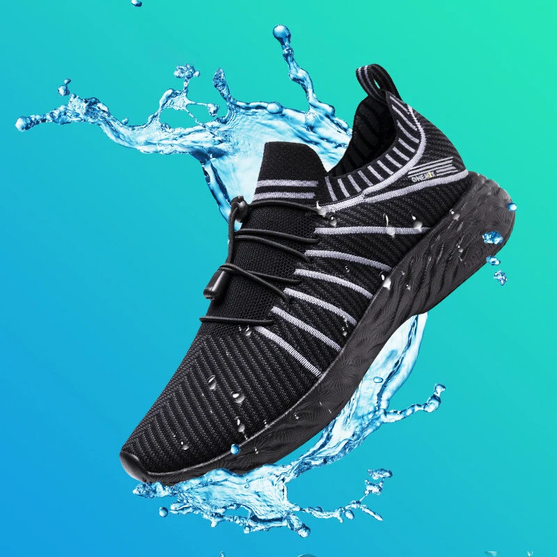 (image for) ONEMIX Water Resistance Sneakers All Direction Strong Waterproof Tech Anti-fouling Quick Cleaning Breathable Lightweight Sports Shoes for Outdoor Climbing Hiking Cycling